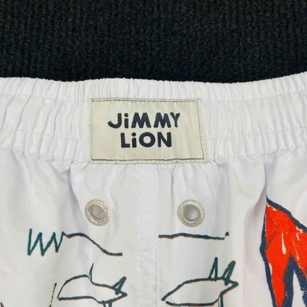 Jean-Michel Basquiat Mens XL Swim Shorts White Graphic Print Recycled Polyester